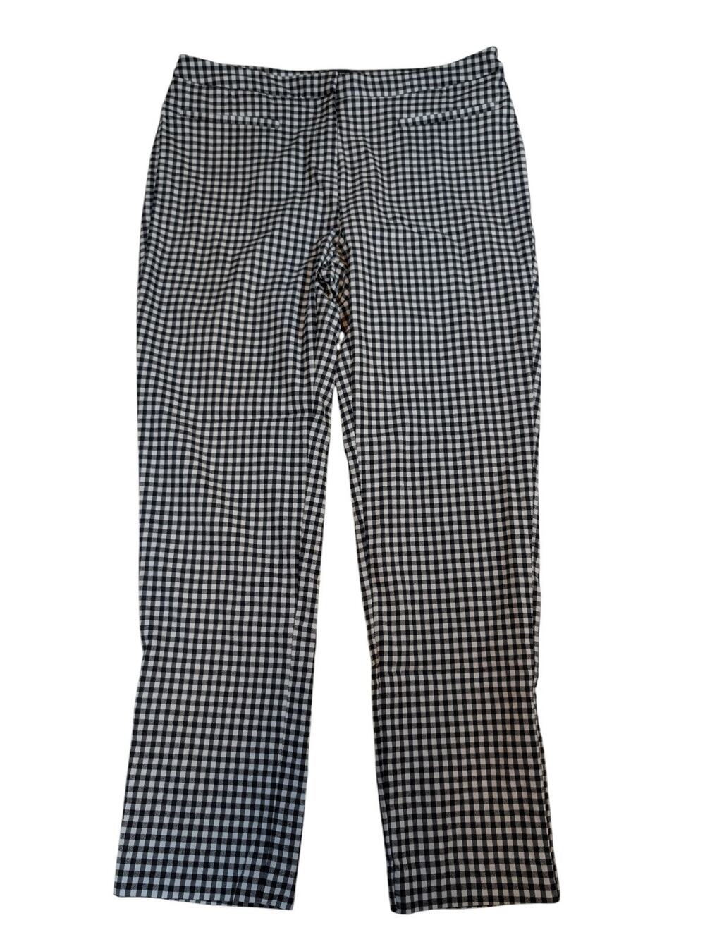 Ellen Tracy Stretch Legging Dress Pants White Black Checkered Sz 10 Slimming